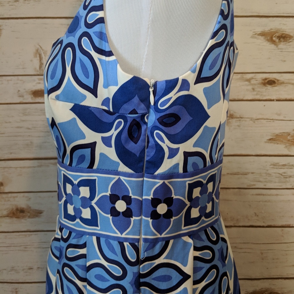 LONDON TIMES Blue Floral A-Line Fit & Flare Dress - Picture 4 of 8